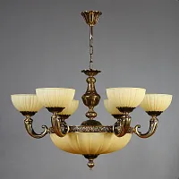 Люстра подвесная  LUGO 8539/6 PB AMBIENTE by BRIZZI бежевая на 12 ламп, основание бронзовое в стиле классика 