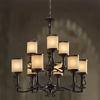 Люстра подвесная YORK L50009.05 L'ARTE LUCE бежевая на 9 ламп, основание коричневое в стиле классический Люстра подвесная YORK L50009.05 L'ARTE LUCE бежевая на 9 ламп, основание коричневое в стиле классический