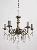 Люстра подвесная TORINO 135.5 Mat Antique Lucia Tucci без плафона на 5 ламп, основание латунь в стиле барокко классический 