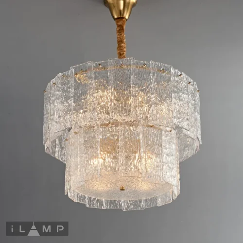 Люстра потолочная Manhattan P6315-D600 BR iLamp прозрачная на 10 ламп, основание латунь в стиле классический  фото 5