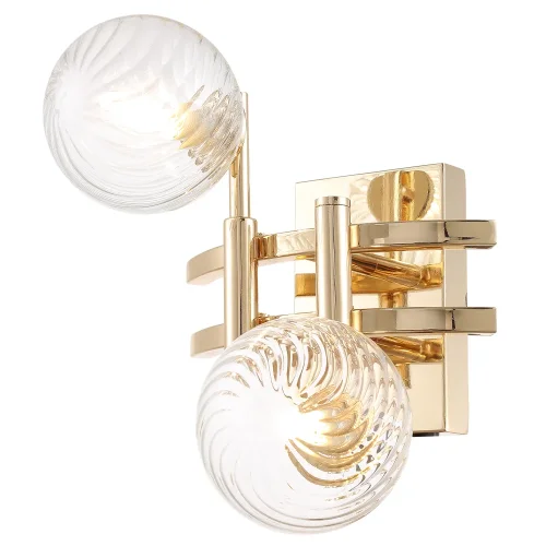 Бра LUXURY AP2 GOLD Crystal Lux прозрачный на 2 лампы, основание золотое в стиле арт-деко шар молекула фото 5