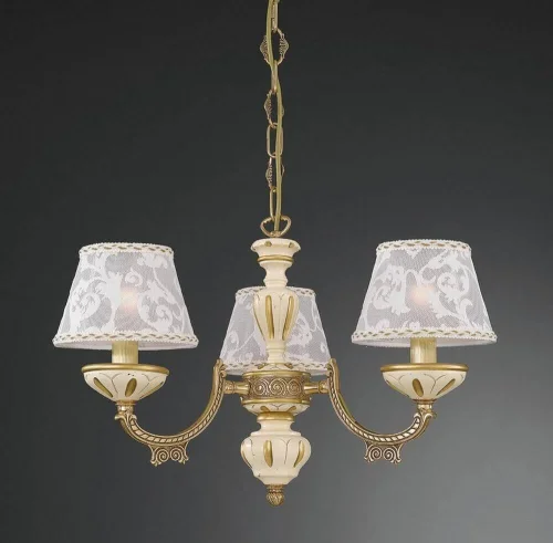 Люстра подвесная  L 7136/3 Reccagni Angelo белая на 3 лампы, основание золотое в стиле классический кантри 