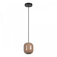 Светильник подвесной Ovali 5053/1G Odeon Light бежевый коричневый 1 лампа, основание чёрное в стиле современный шар