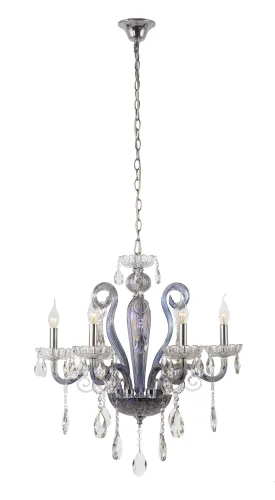 Люстра хрустальная подвесная Vercana E 1.1.6.600 S Dio D'Arte без плафона на 6 ламп, основание серебряное серое в стиле классика 