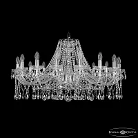 Люстра подвесная 1413/16/360 Ni Bohemia Ivele Crystal без плафона на 16 ламп, основание прозрачное никель в стиле классика sp