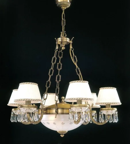 Люстра подвесная  L 4661/6+2 Reccagni Angelo белая на 8 ламп, основание античное бронза в стиле классический 