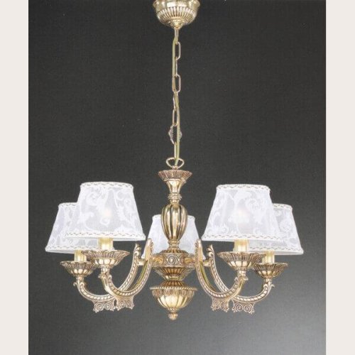 Люстра подвесная  L 7532/5 Reccagni Angelo белая на 5 ламп, основание золотое в стиле классический 