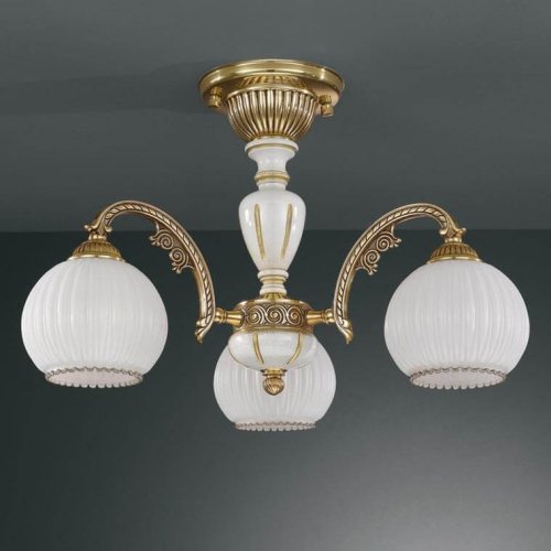 Люстра потолочная  PL 8830/3 Reccagni Angelo белая на 3 лампы, основание золотое в стиле классический 