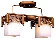 Светильник потолочный 559-707-02 Velante белый 2 лампы, основание коричневое в стиле кантри 