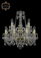 Люстра подвесная хрустальная 11.11.8+4.165.2d.Gd.Sp Bohemia Art Classic прозрачная на 12 ламп, основание золотое в стиле классический Люстра подвесная хрустальная 11.11.8+4.165.2d.Gd.Sp Bohemia Art Classic прозрачная на 12 ламп, основание золотое в стиле классический