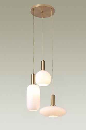 Светильник подвесной Martin V2892-3P Moderli белый 3 лампы, основание золотое в стиле современный каскад фото 2