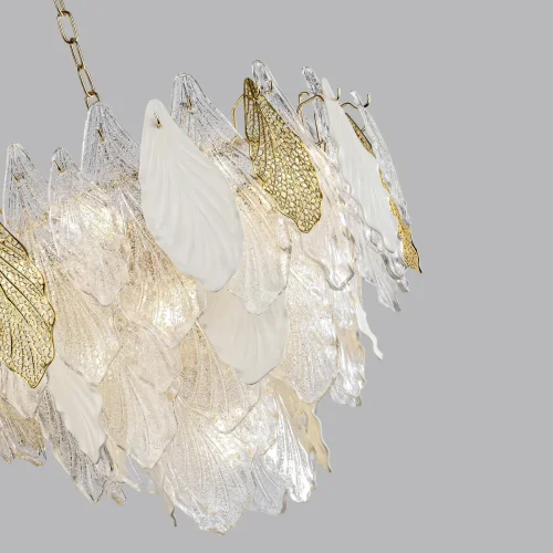 Люстра подвесная Lace 5052/15 Odeon Light золотая прозрачная белая на 15 ламп, основание золотое в стиле современный флористика  фото 5