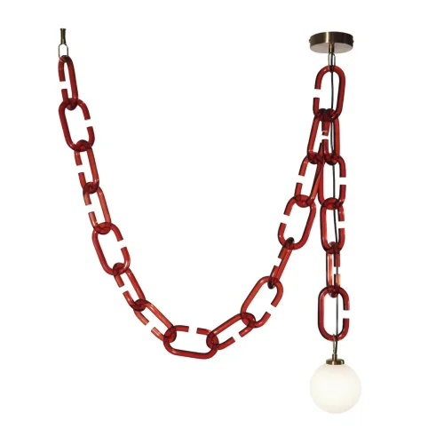 Светильник подвесной Chain 10128C Red LOFT IT белый 1 лампа, основание золотое красное в стиле современный шар фото 3