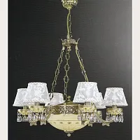 Люстра подвесная  L 7033/6+2 Reccagni Angelo белая бежевая на 8 ламп, основание античное бронза в стиле классический 
