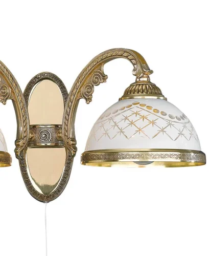 Бра с выключателем A 7102/2  Reccagni Angelo белый на 2 лампы, основание золотое в стиле классический  фото 2