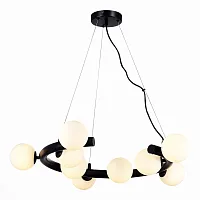 Люстра подвесная Asolo SL1185.403.09 ST-Luce белая на 9 ламп, основание чёрное в стиле современный шар