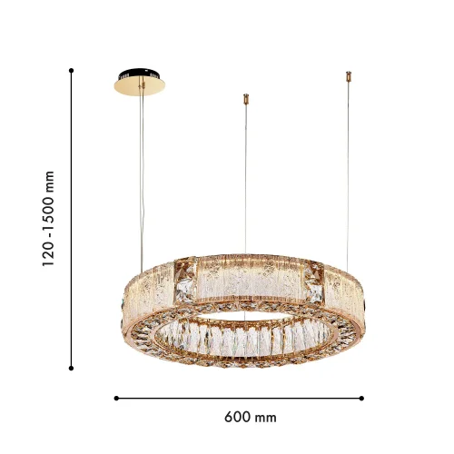 Люстра подвесная LED Templum 4204-6P Favourite бежевая янтарная на 1 лампа, основание матовое золото в стиле классический кольца фото 3