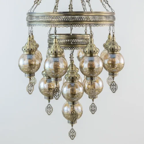 Люстра подвесная Каир CL419193 Citilux янтарная на 13 ламп, основание бронзовое в стиле восточный  фото 4