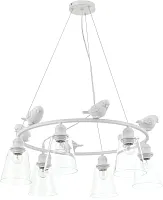 Люстра подвесная Tracey MR1961-6P MyFar прозрачная на 6 ламп, основание белое в стиле современный птички