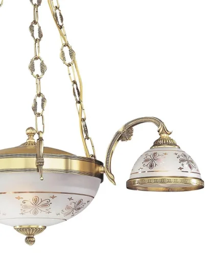 Люстра подвесная  L 6002/3+2 Reccagni Angelo белая прозрачная на 5 ламп, основание античное бронза в стиле классический  фото 3