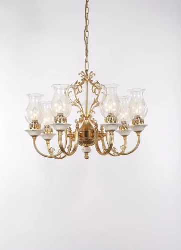 Люстра подвесная VETRALLA 179.7 antique gold Lucia Tucci прозрачная на 7 ламп, основание золотое в стиле классический 
