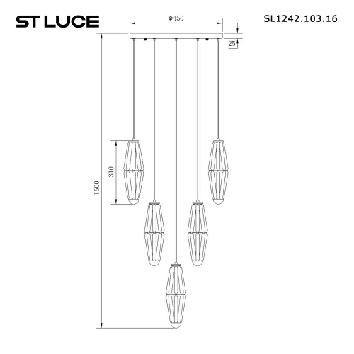 Люстра каскадная Ciara SL1242.103.16 ST-Luce чёрная серая на 16 ламп, основание хром в стиле арт-деко каскад фото 5