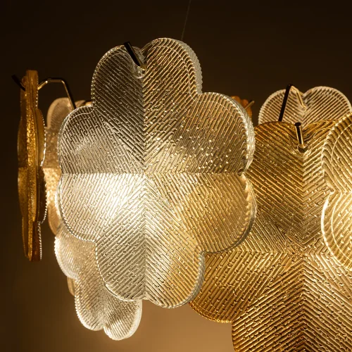 Люстра подвесная Mallika A4077SP-7GO Arte Lamp янтарная прозрачная на 7 ламп, основание золотое в стиле современный флористика  фото 3