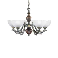 Люстра подвесная  L 2805/5 Reccagni Angelo белая на 5 ламп, основание бронзовое коричневое в стиле кантри классический 
