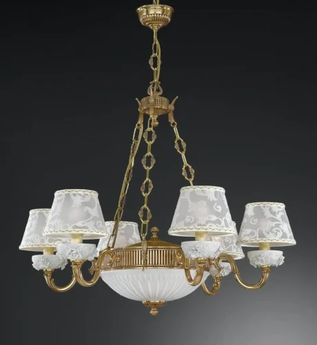 Люстра подвесная  L 9101/6+2 Reccagni Angelo белая на 8 ламп, основание золотое в стиле классический 