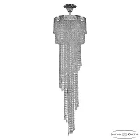 Люстра каскадная хрустальная 83111/30IV-100 Ni Bohemia Ivele Crystal прозрачная на 7 ламп, основание никель в стиле классика модерн r