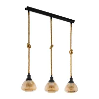 Светильник подвесной лофт Rampside 43192 Eglo янтарный 3 лампы, основание чёрное в стиле лофт 