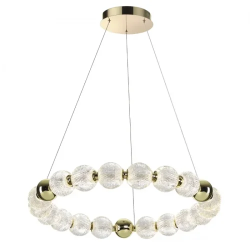 Люстра подвесная LED Crystal 5008/60L Odeon Light прозрачная на 1 лампа, основание золотое в стиле современный шар
