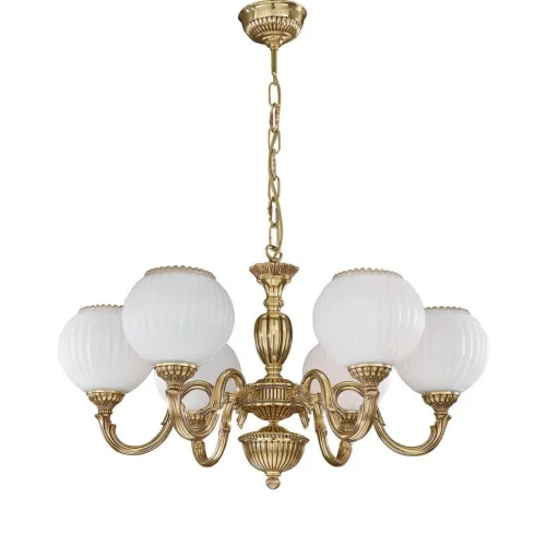 Люстра подвесная  L 9350/6 Reccagni Angelo белая на 6 ламп, основание золотое в стиле классический 