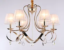 Люстра подвесная TR4546 Ambrella light белая прозрачная на 6 ламп, основание золотое в стиле классический 