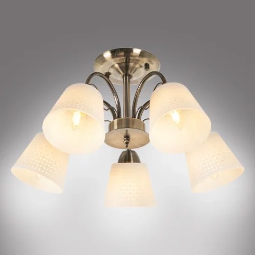 Люстра потолочная Luiza MR1471-5C MyFar белая на 5 ламп, основание бронзовое в стиле классический современный  фото 5