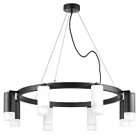 Люстра подвесная Rullo LR0183643741 Lightstar белая чёрная на 8 ламп, основание чёрное в стиле хай-тек Люстра подвесная Rullo LR0183643741 Lightstar белая чёрная на 8 ламп, основание чёрное в стиле хай-тек