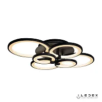 Люстра потолочная LED с пультом Ring A001/6 BK iLedex чёрная на 1 лампа, основание чёрное в стиле современный хай-тек с пультом кольца