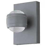 Настенный светильник LED SESIMBA 94796 Eglo уличный IP44 серебряный серый 2 лампы, плафон прозрачный в стиле модерн LED