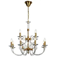 Люстра подвесная Glass 1050/03/12P Stilfort прозрачная на 12 ламп, основание золотое в стиле классический Люстра подвесная Glass 1050/03/12P Stilfort прозрачная на 12 ламп, основание золотое в стиле классический