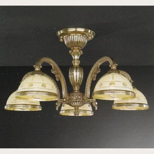 Люстра потолочная  PL 7124/5 Reccagni Angelo бежевая на 5 ламп, основание золотое в стиле классический 