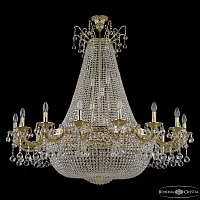 Люстра подвесная 2128H208/16/135IV/Y1 G Bohemia Ivele Crystal без плафона на 32 лампы, основание золотое прозрачное в стиле классический balls