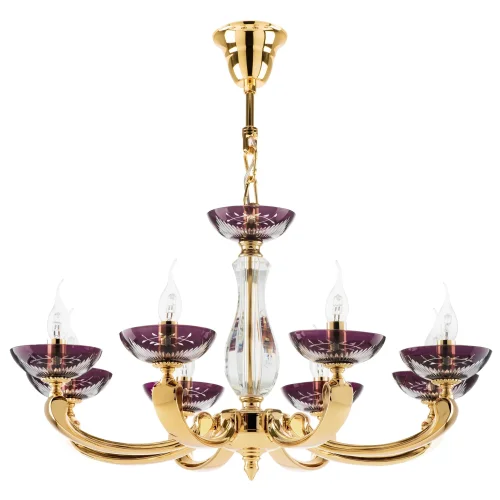 Люстра подвесная Barcato 697082 Osgona фиолетовая без плафона на 8 ламп, основание золотое в стиле арт-деко 