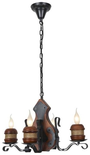Люстра подвесная  584-703-04 Velante без плафона на 4 лампы, основание чёрное коричневое в стиле кантри 