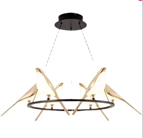 Люстра подвесная LED Astor APL.822.03.60 Aployt золотая на 1 лампа, основание чёрное в стиле современный птички