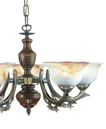 Люстра подвесная  L 2801/5 Reccagni Angelo белая на 5 ламп, основание бронзовое коричневое в стиле кантри классический  фото 2
