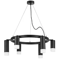 Люстра подвесная Rullo LR0163738731 Lightstar чёрная на 6 ламп, основание чёрное в стиле хай-тек Люстра подвесная Rullo LR0163738731 Lightstar чёрная на 6 ламп, основание чёрное в стиле хай-тек