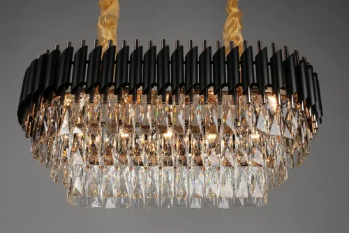 Люстра подвесная хрустальная Certaldo OML-81803-13 Omnilux прозрачная на 13 ламп, основание чёрное золотое в стиле классический  фото 5