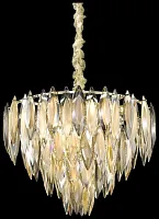 Люстра подвесная хрустальная Orlanda WE144.15.303 Wertmark янтарная прозрачная на 15 ламп, основание золотое в стиле современный классический 