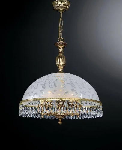 Люстра подвесная  L 6300/48 Reccagni Angelo белая на 5 ламп, основание золотое в стиле классический 