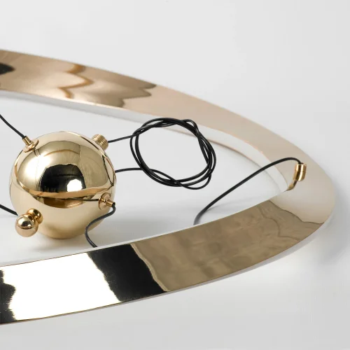 Люстра потолочная LED Torrance LSP-7168 Lussole золотая на 1 лампа, основание чёрное золотое в стиле современный хай-тек кольца фото 2